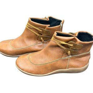 Women's Casual Round Toe Flat Ankle Boots T-Space (Size 8) Brown NWOB